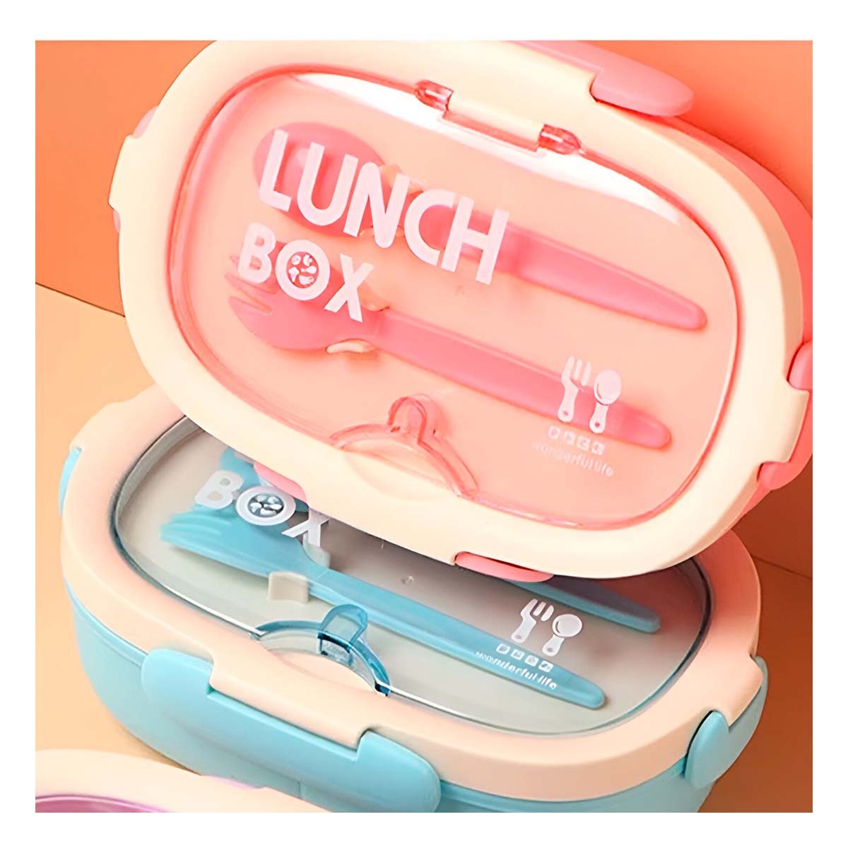 PACK6 PORTA COMIDA 850ML CON CUBIERTOS Y TOMATODO 480ML ROSADO PARA CASA - 5