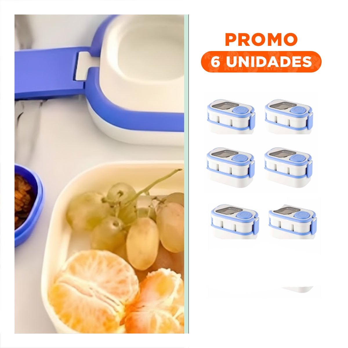 PACK6 ENVASE PRÁCTICO CON CUBIERTOS 2 PISOS LILA Y BLANCO PARA TRANSPORTE Y+REGALO STICKER - 1