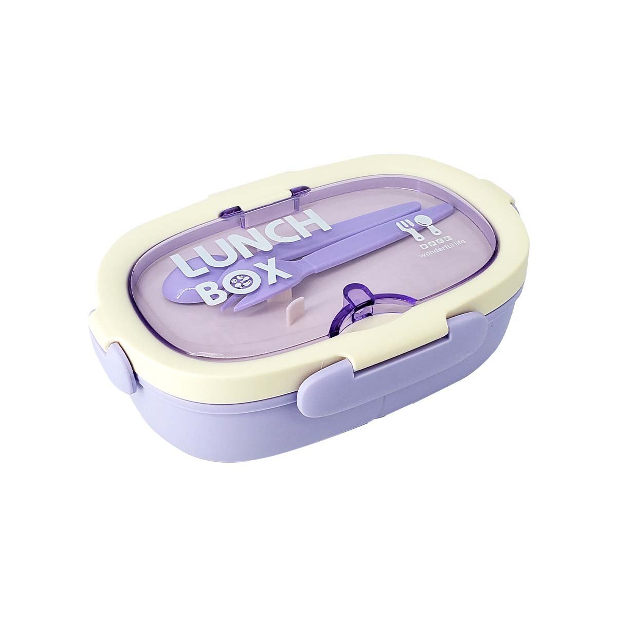 CAJA 850ML CON CUBIERTOS Y TOMATODO 480ML LILA COMPACTO FUNCIONAL VERSATIL Y+LIGAS REGALO - 5