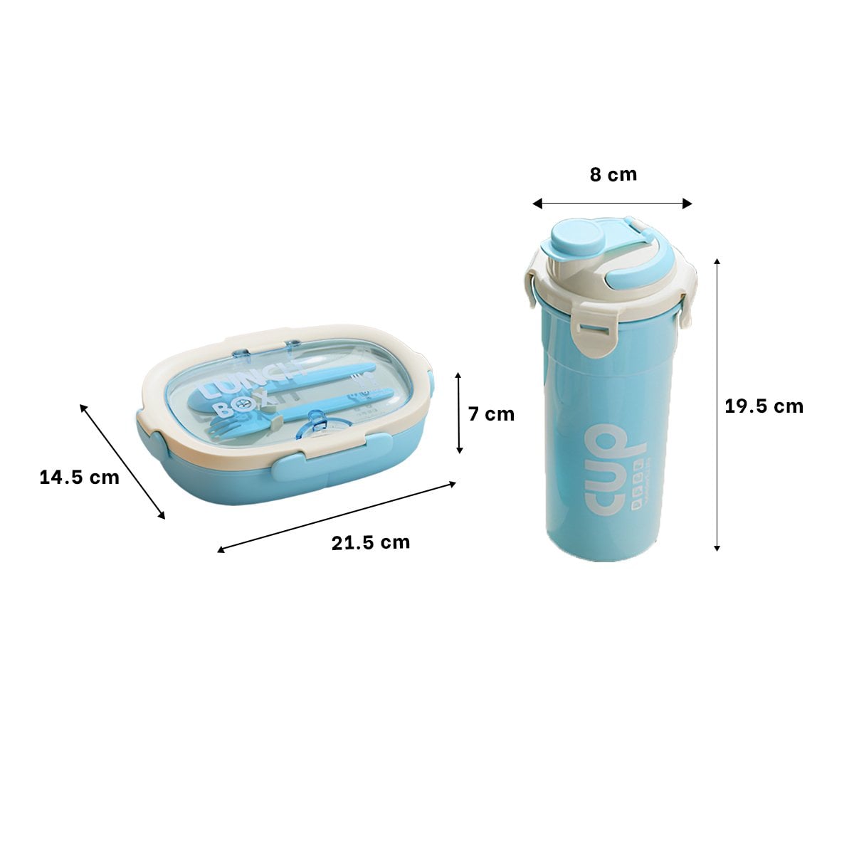 PACK12 LONCHERA 850ML CON CUBIERTOS Y TOMATODO 480ML CELESTE HERMETICO Y+PAPEL REGALO - 4