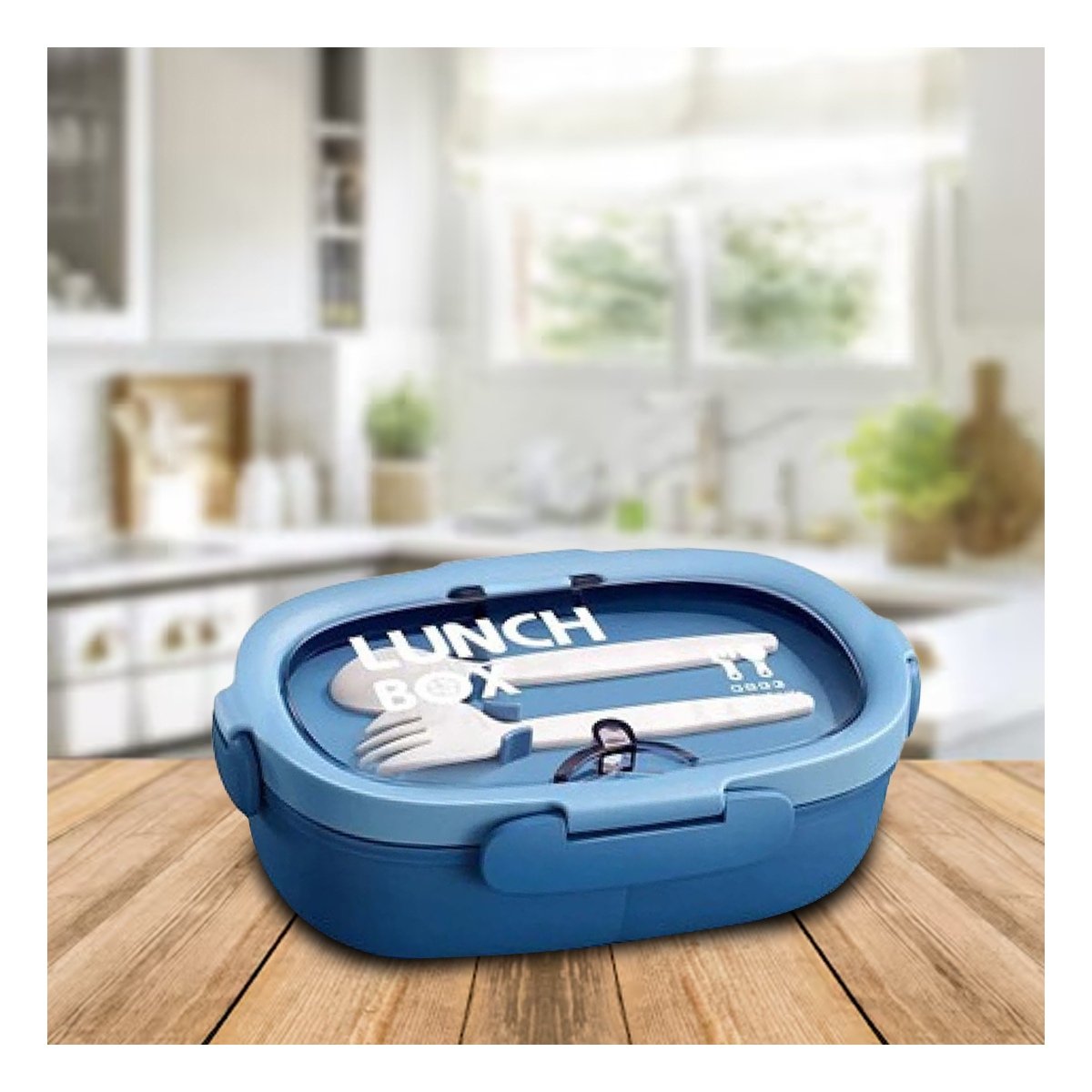 PACK4 LONCHERA 850ML CON CUBIERTOS AZUL PARA TRANSPORTAR ALMUERZOS EN OFICINA Y+PAPEL REGALO - 5