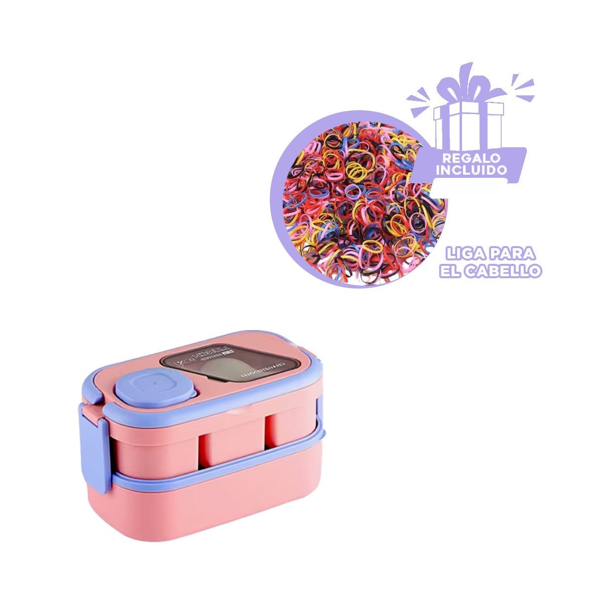 TAPER APILABLE 2 PISOS CON CUBIERTOS ROSADO Y LILA PARA COMIDAS FAMILIARES Y+LIGAS REGALO - 2
