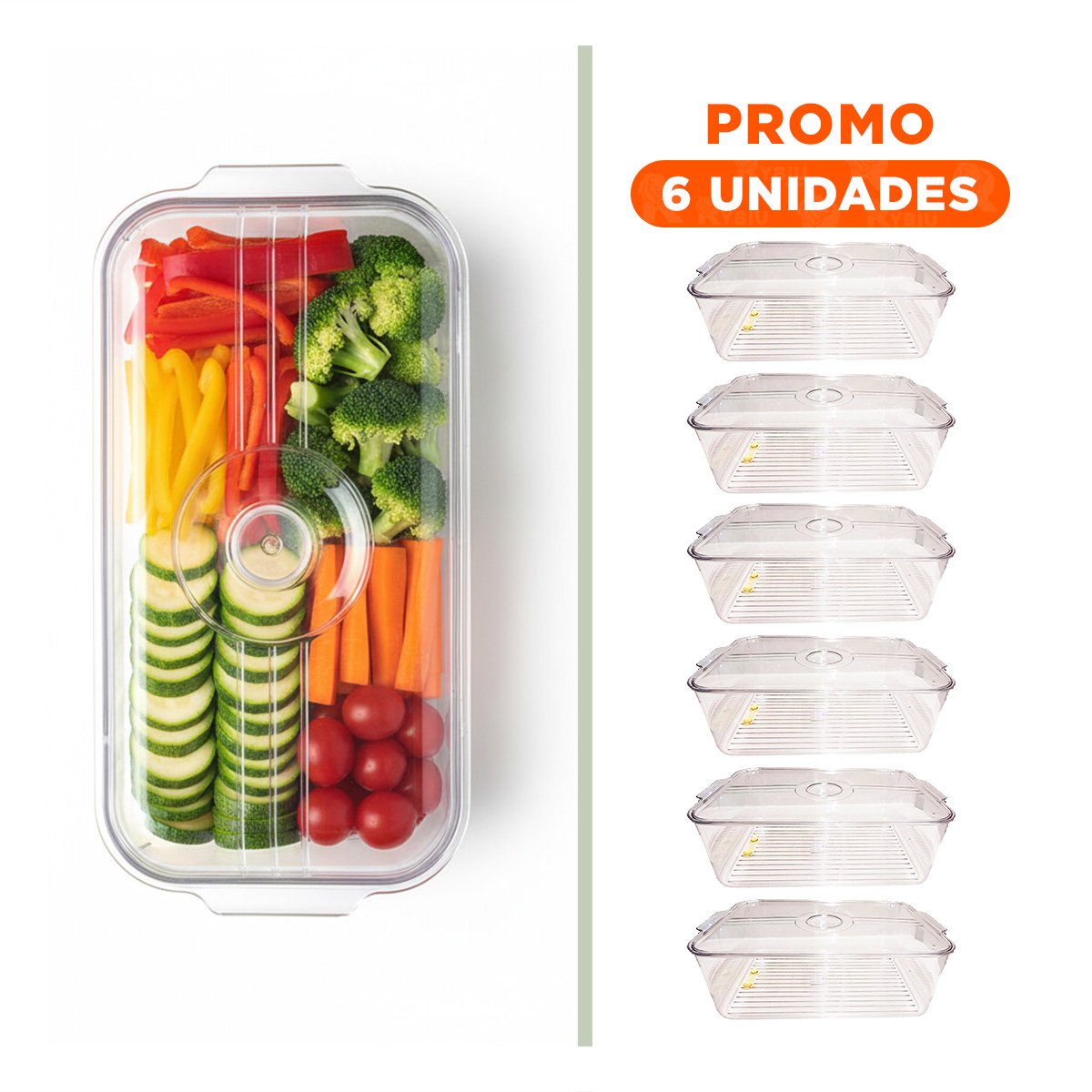 PACK6 PLATO ACRILICO CON TAPA QUE FACILITA GUARDAR Y SERVIR 30X20X15CM Y+REGALO STICKER - 1