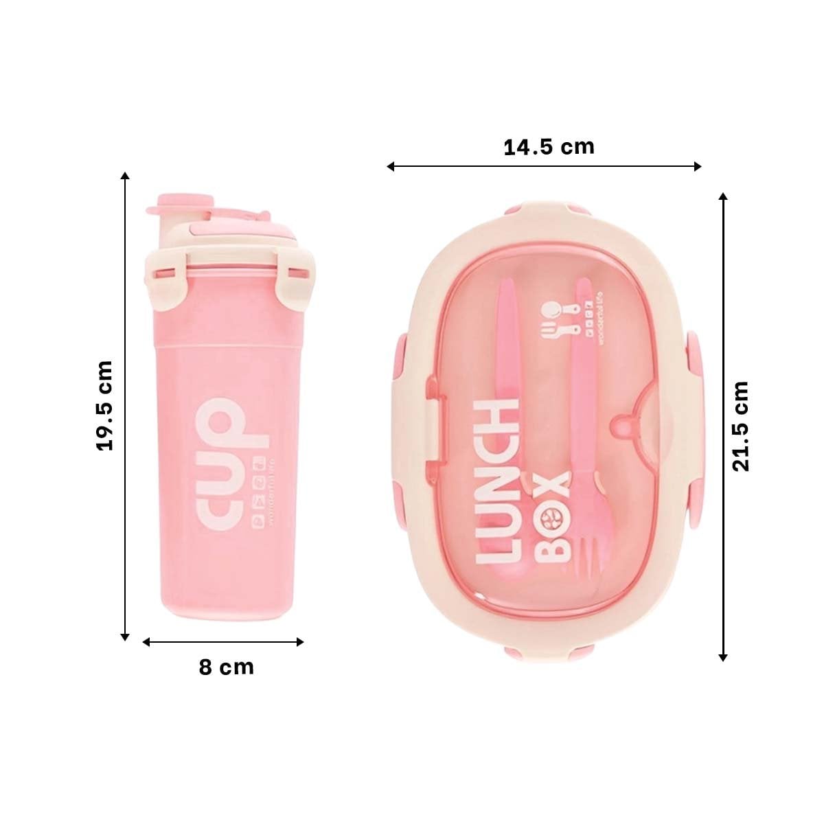 PACK4 PORTA COMIDA 850ML CON CUBIERTOS Y TOMATODO 480ML ROSADO PARA HOGAR Y+REGALO STICKER - 4
