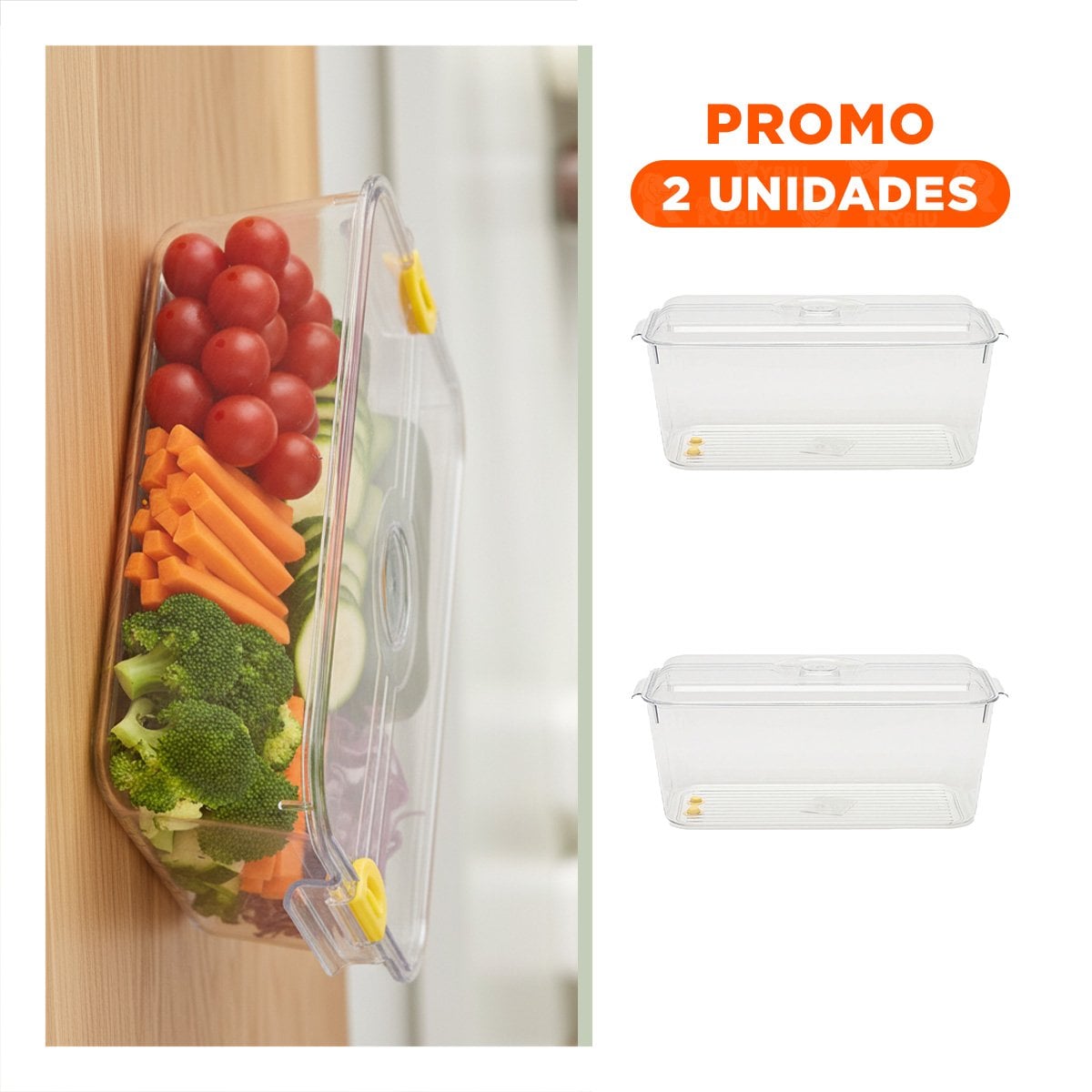 PACK2 CHAROLA ACRILICO 30X20X16CM TRANSPARENTE CON TAPA OVALADA ORGANIZACION Y+REGALO STICKER - 1