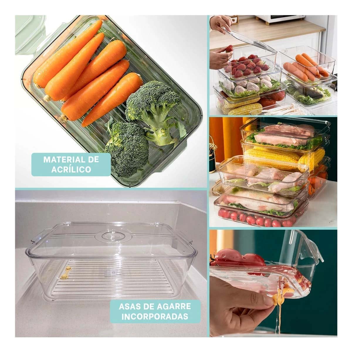 PACK6 PLATO TRANSPARENTE CON ASAS PEQUEÑAS PARA ALMACENAR UTENSILIOS 30X20X15CM Y+PAPEL REGALO - 3