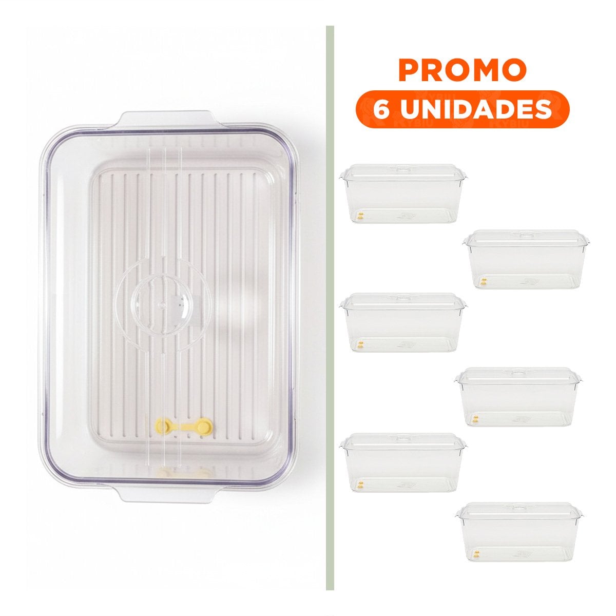 PACK6 BANDEJA PLASTICA 30X20X16CM TRANSPARENTE CON TAPA OVALADA PARA HOGAR Y+REGALO STICKER - 1