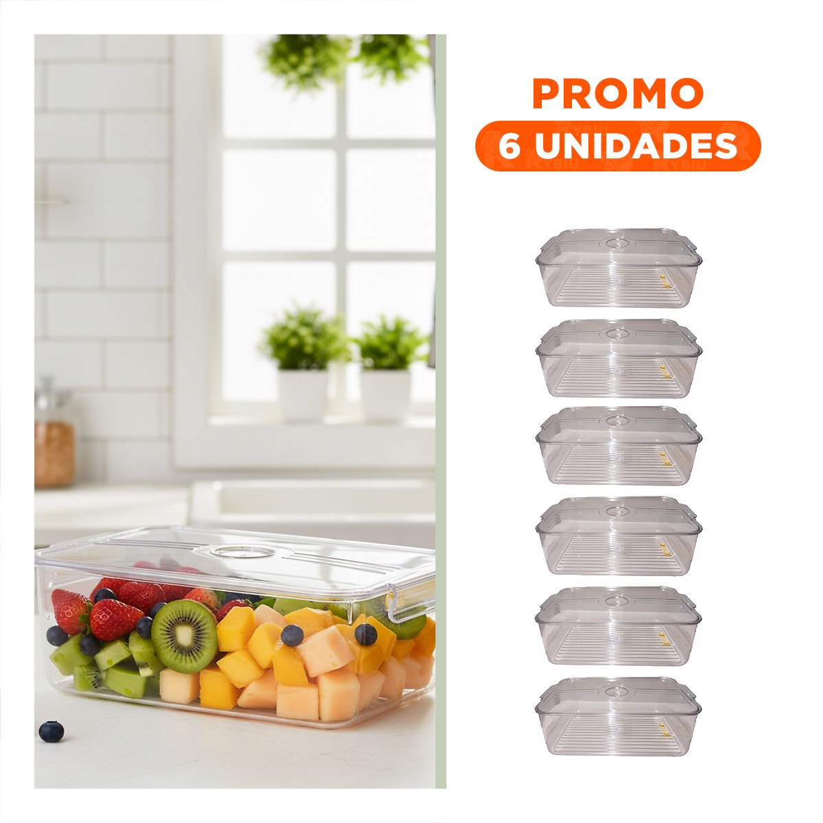 PACK6 BASE MULTIUSO CON ASAS 30X20X10CM TRANSPARENTE Y+REGALO STICKER - 1