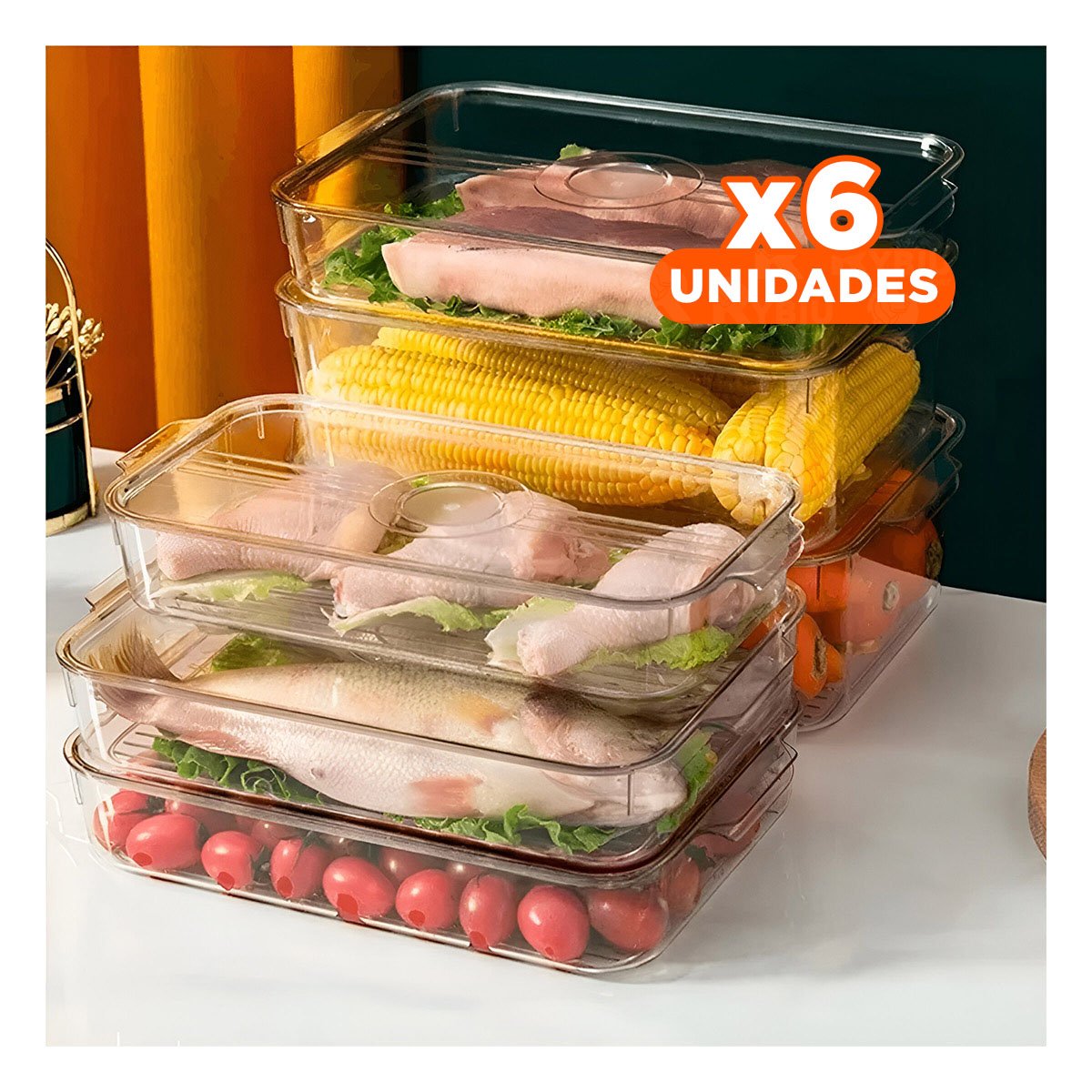 PACK6 BASE RECTANGULAR PARA MANTENER SECO 30X20X10CM TRANSPARENTE - 1