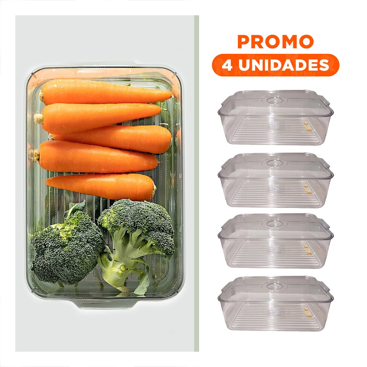 PACK4 ORGANIZADOR MULTIUSO PARA REFRIGERADOR 30X20X10CM TRANSPARENTE - 1