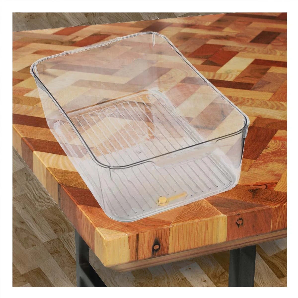 PACK2 CHAROLA ACRILICO 30X20X16CM TRANSPARENTE CON TAPA OVALADA Y ASAS PEQUENAS PARA HOGAR - 5