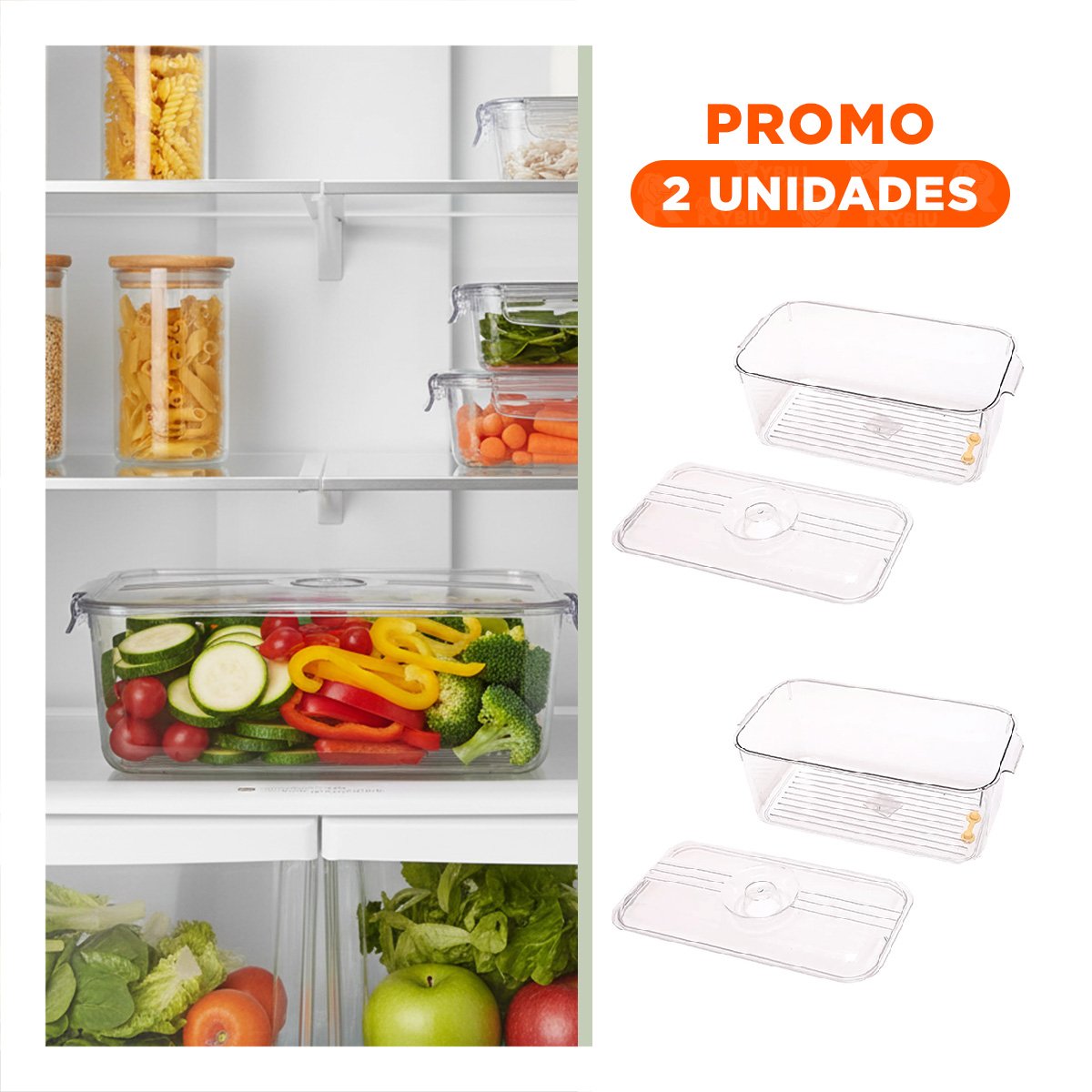 PACK2 ORGANIZADOR DE COCINA CON ASAS PEQUEÑAS 30X20X10CM TRANSPARENTE Y+REGALO STICKER - 1