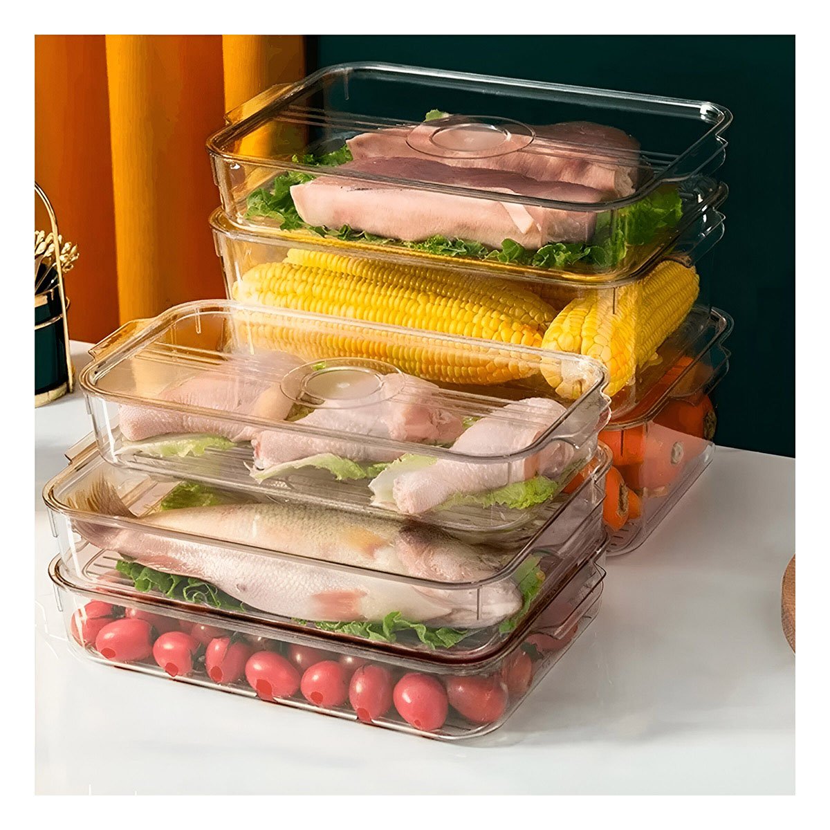 PACK2 ORGANIZADOR DE COCINA CON ASAS PEQUEÑAS 30X20X10CM TRANSPARENTE Y+REGALO STICKER - 5