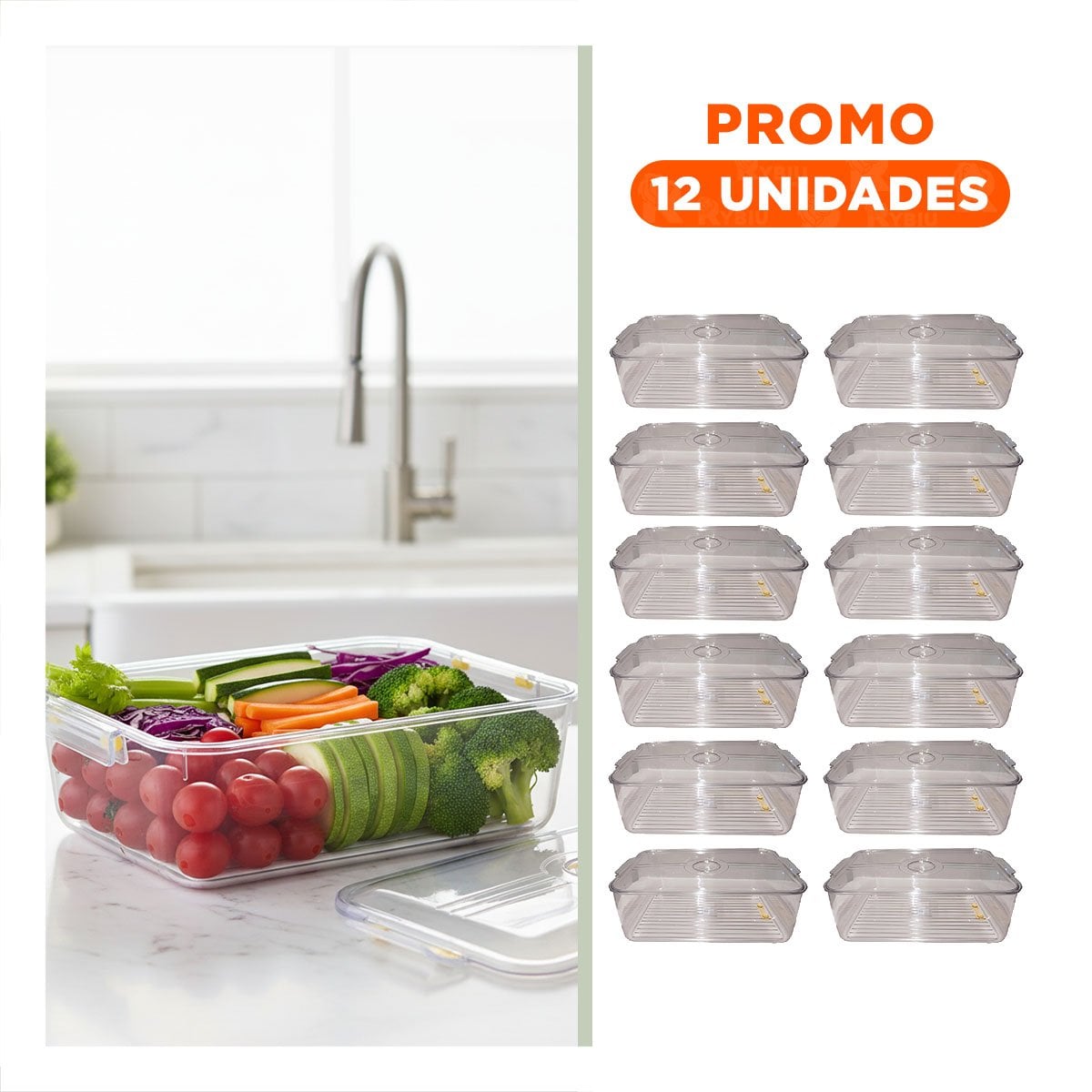 PACK12 BASE PRACTICA PARA USO DIARIO 30X20X10CM TRANSPARENTE - 1