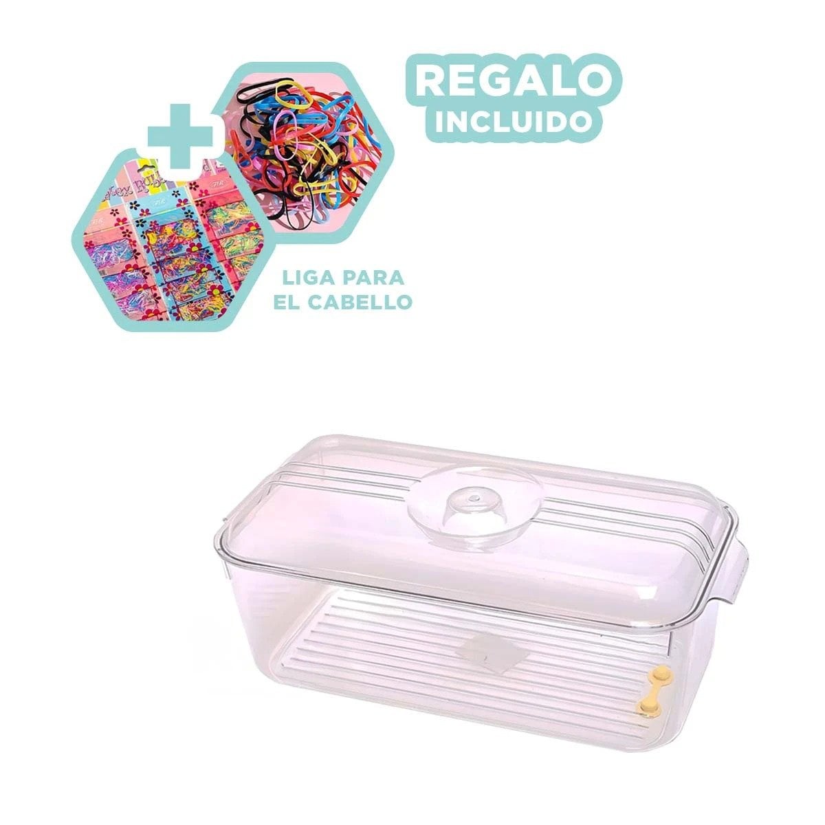 BANDEJA ACRILICO 30X20X16CM TRANSPARENTE CON TAPA OVALADA Y ASAS PEQUENAS Y+LIGAS REGALO - 2