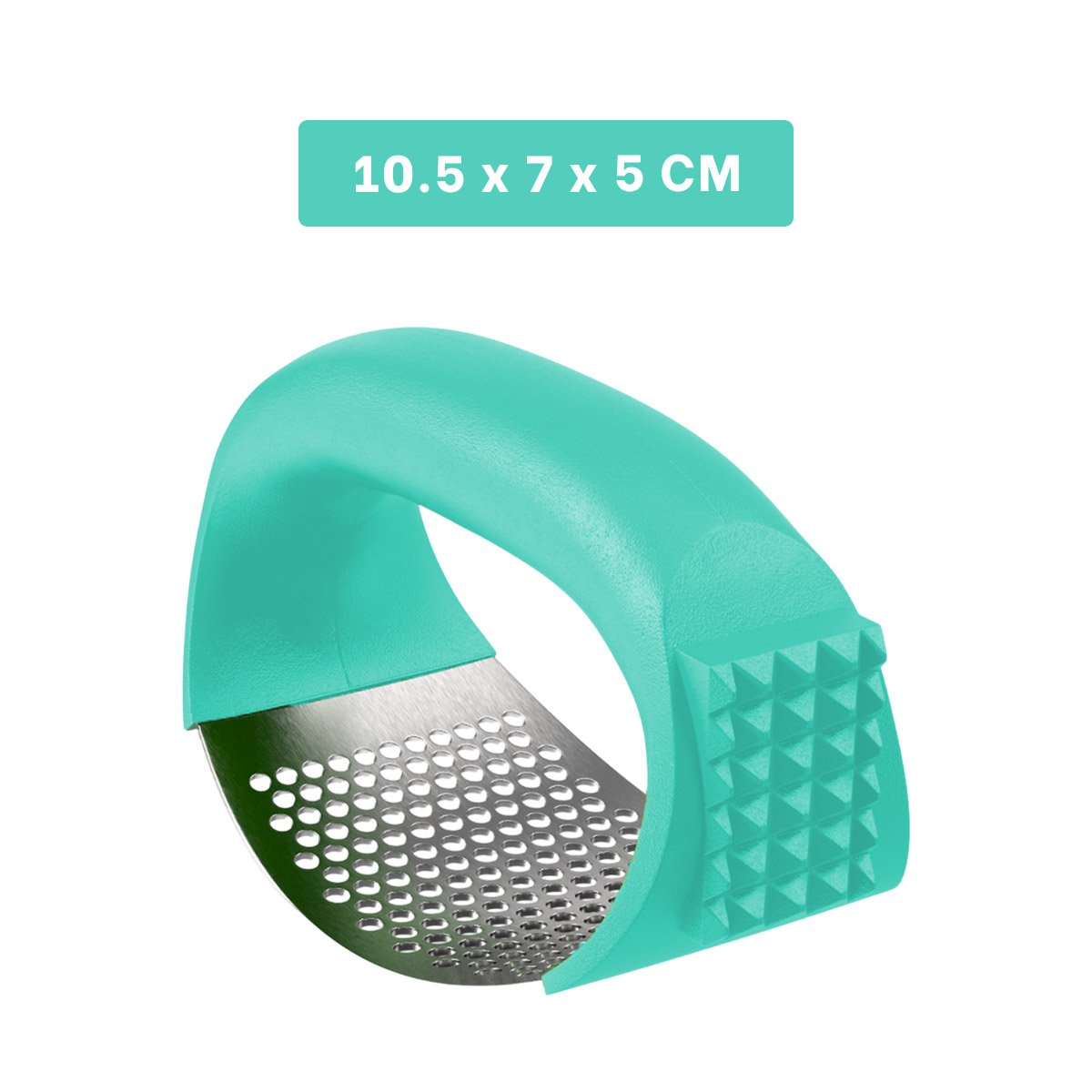 TRITURADOR DE AJO CON MANGO VERDE AGUA Y PLATEADO EN PLASTICO RESISTENTE YLIGAS REGALO - 4