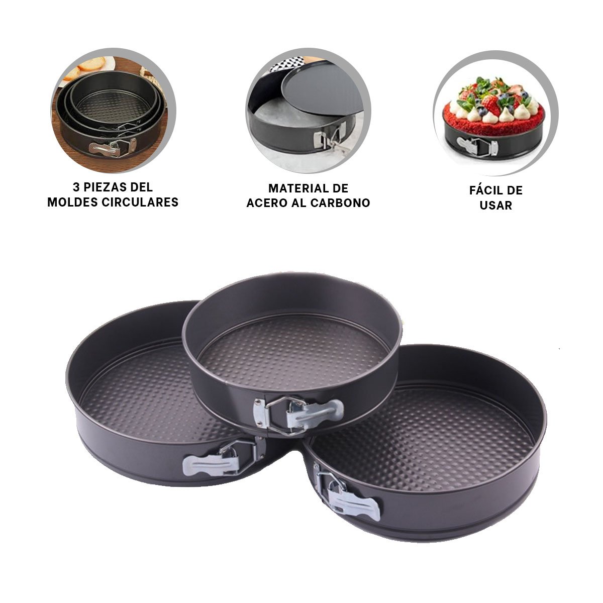 MOLDES DESMONTABLES PARA COCINA EN PLATEADO CON 3 CIRCULOS Y MEDIDAS FUNCIONALES YPAPEL REGALO - 5
