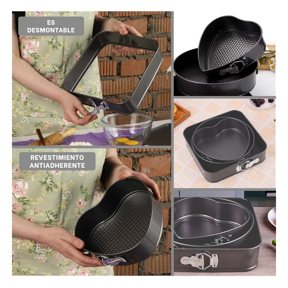 PACK6 KIT PARA PREPARACIONES CASERAS PLATEADO CON 3 FORMAS Y MEDIDAS DIVERSAS YPAPEL REGALO - 3