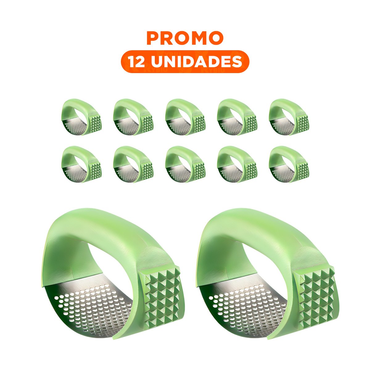 PACK12 PRENSA VERDE LIMON Y PLATEADO CON MANGO DE PLASTICO PARA COCINA ACTIVA Y SALUDABLE - 1