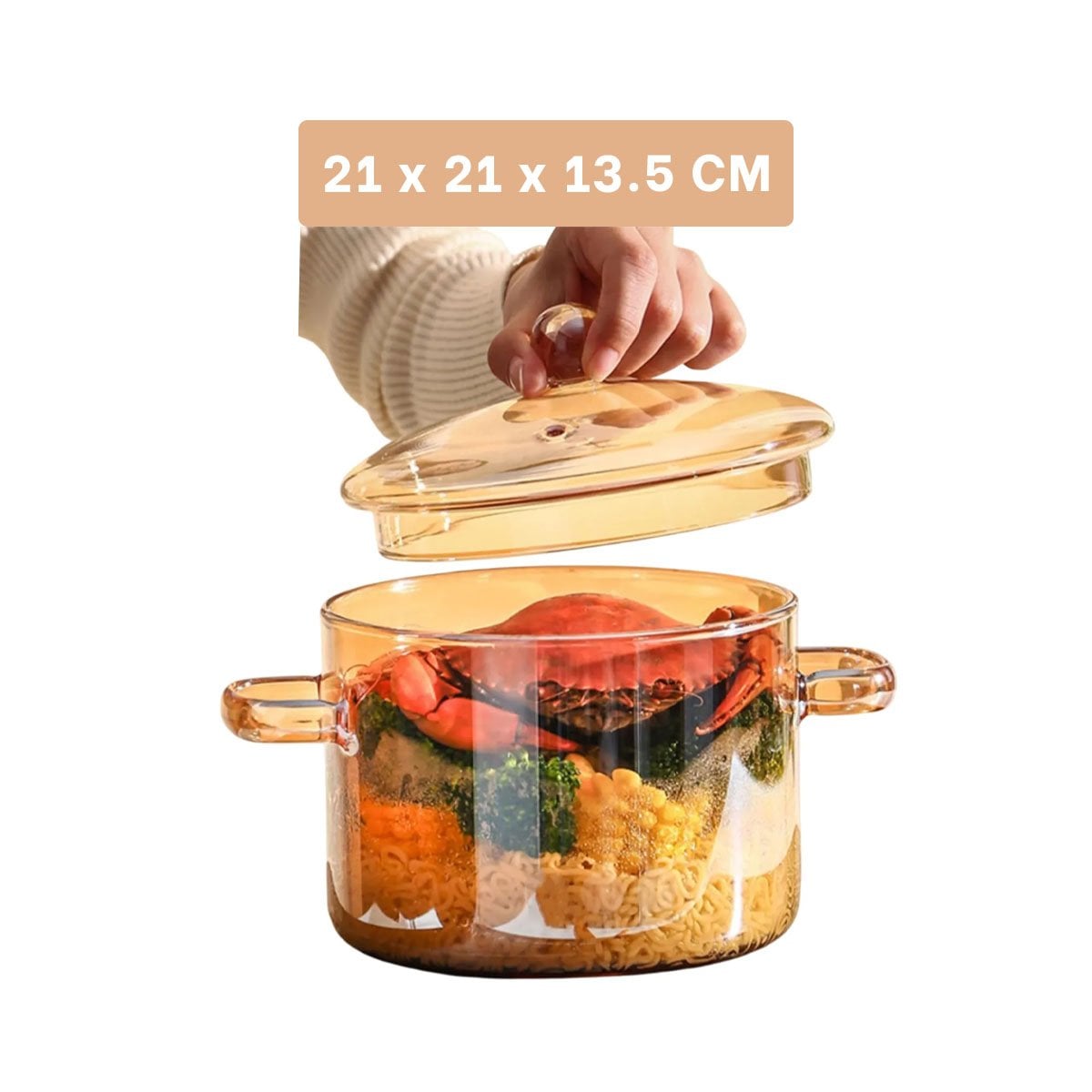 PACK4 CACEROLA CON CAPACIDAD 1,5L EN MARRON TRANSPARENTE Y TAPA AJUSTADA - 4
