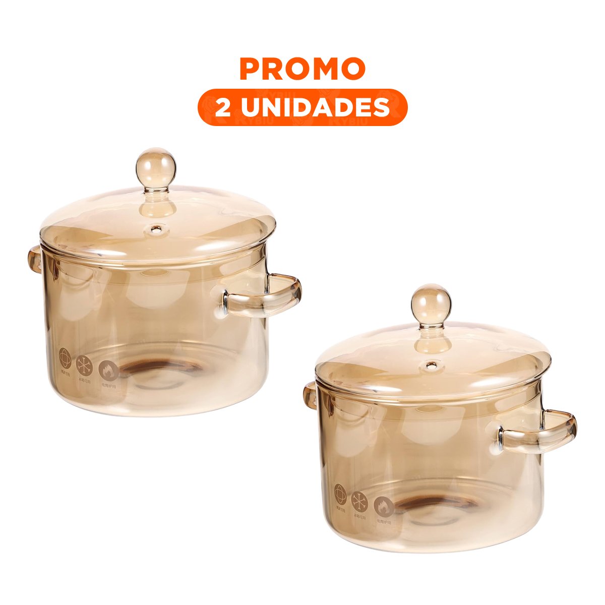 PACK2 CONTENEDOR EN BOROSILICATO CON CAPACIDAD 1,5L MARRON TRANSPARENTE YREGALO STICKER - 1