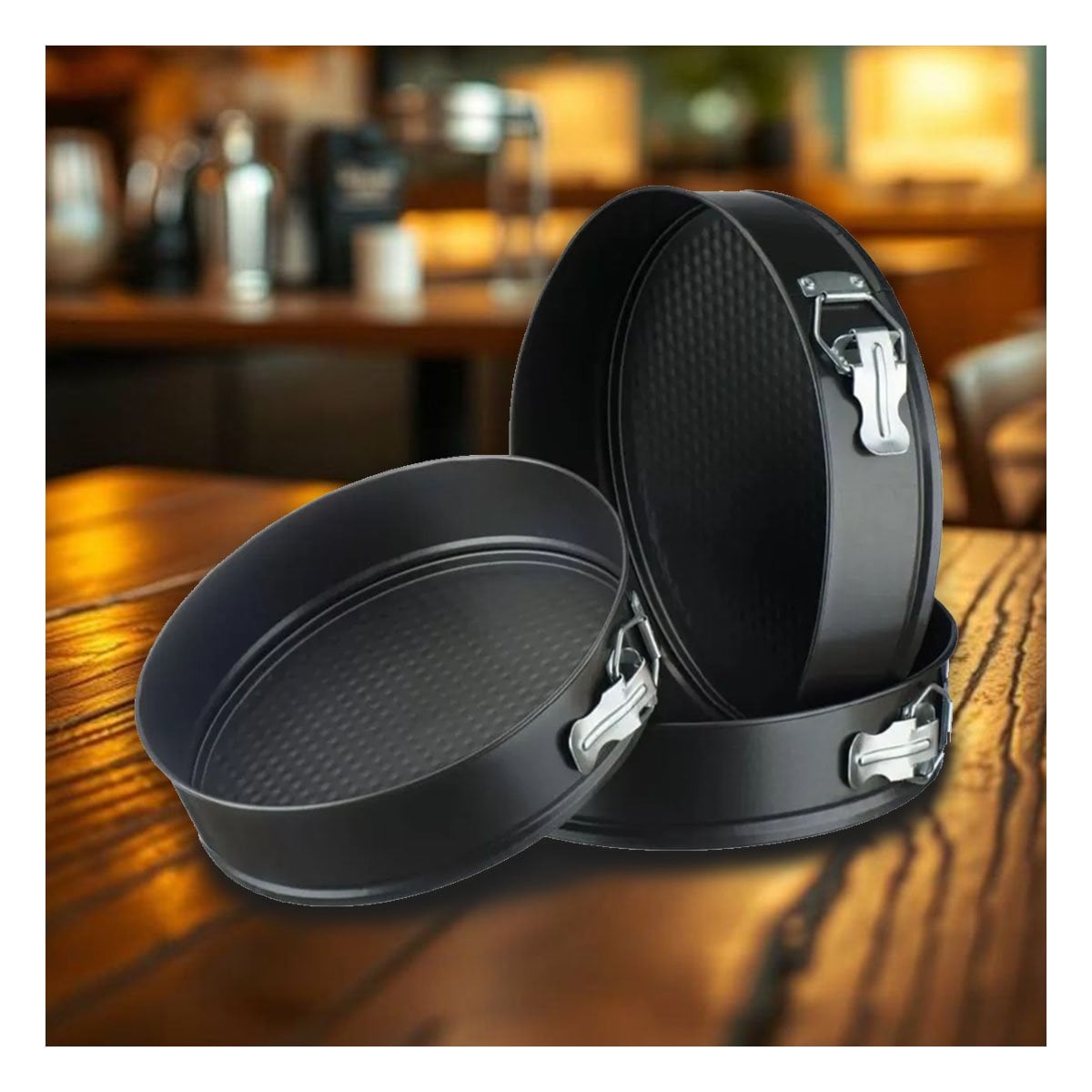PACK4 KIT DE COCINA PARA PASTELES PLATEADO CON 3 CIRCULOS Y MEDIDAS PRACTICAS YREGALO STICKER - 5