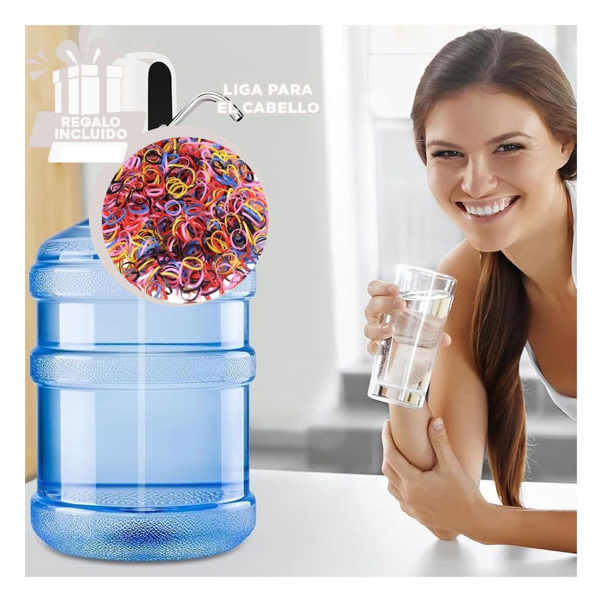 DISPENSADOR DE AGUA DE COLOR BLANCO RECARGABLE CON FUNCION ELECTRICA YLIGAS REGALO - 2