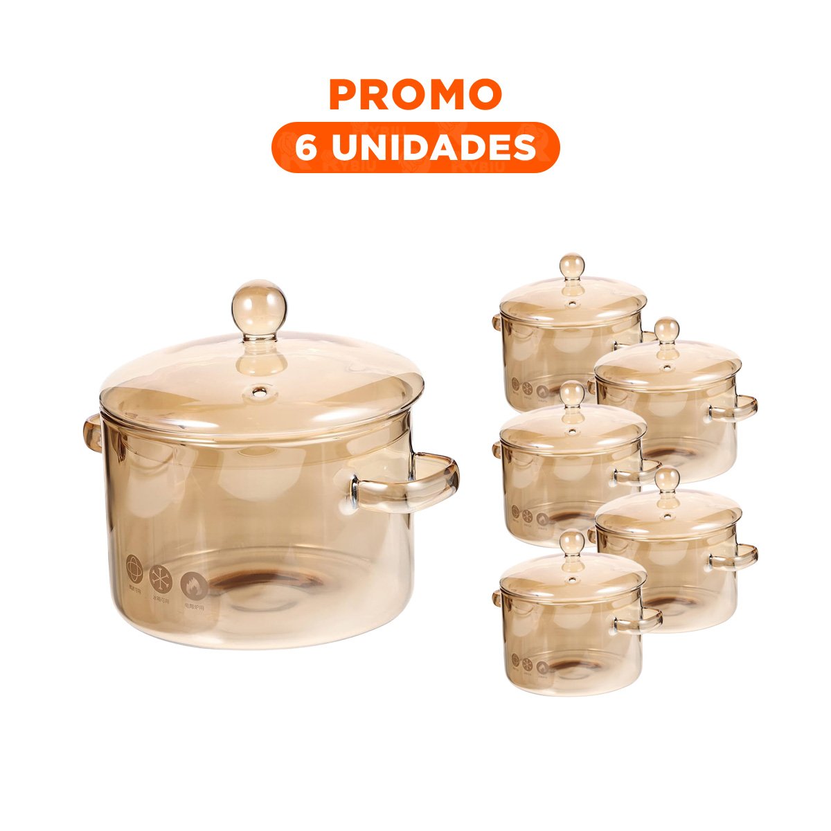 PACK6 RECIPIENTE 1,5L EN MARRON TRANSPARENTE CON TAPA RESISTENTE YREGALO STICKER - 1