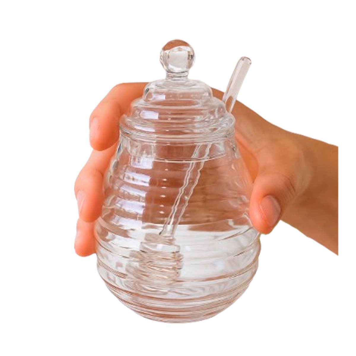 FRASCO EN VIDRIO CON PALO DE MIEL PARA MESA CAPACIDAD 450ML YREGALO STICKER - 1