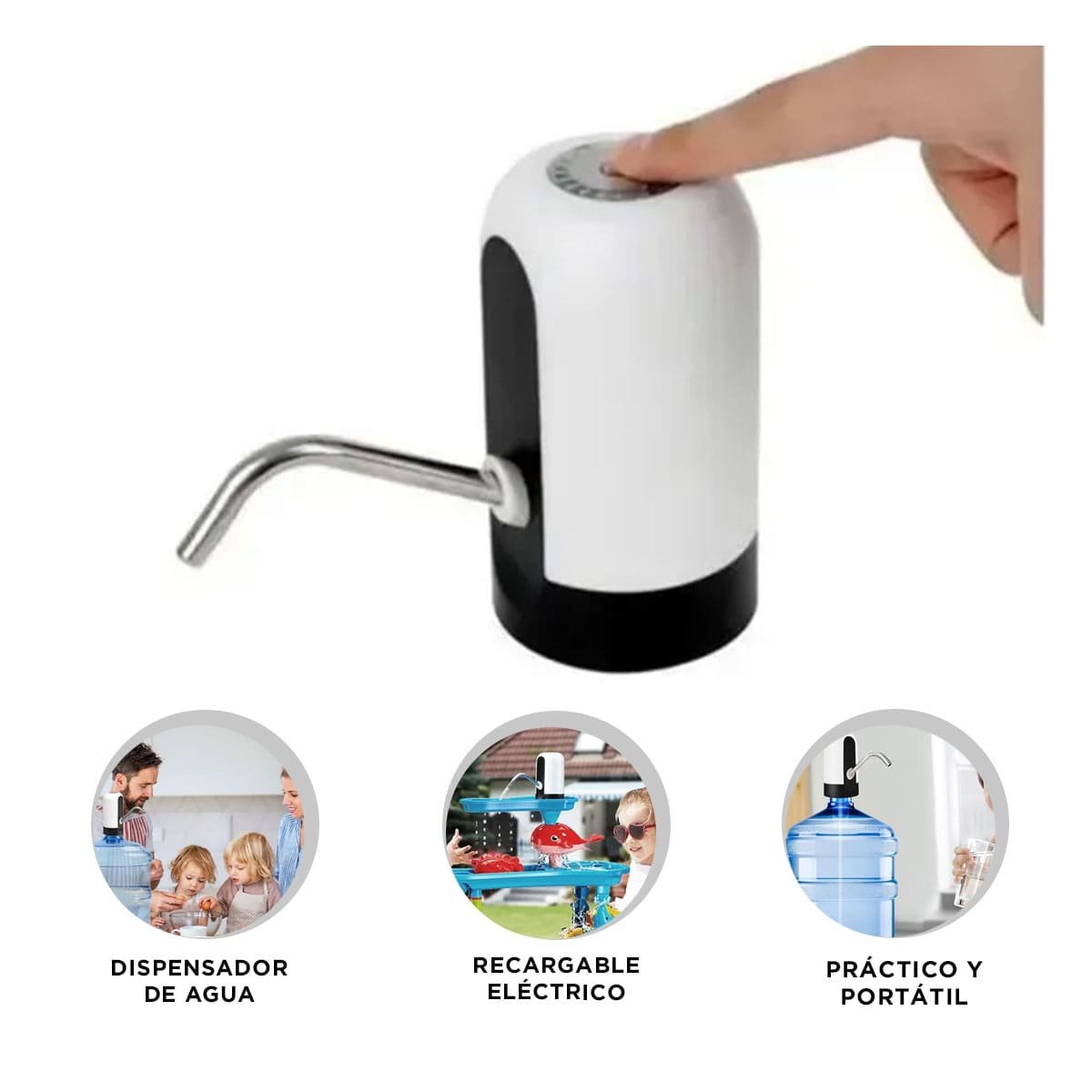 DISPENSADOR RECARGABLE ELECTRICO DE COLOR BLANCO PARA AGUA EN HOGAR YPOST IT - 5