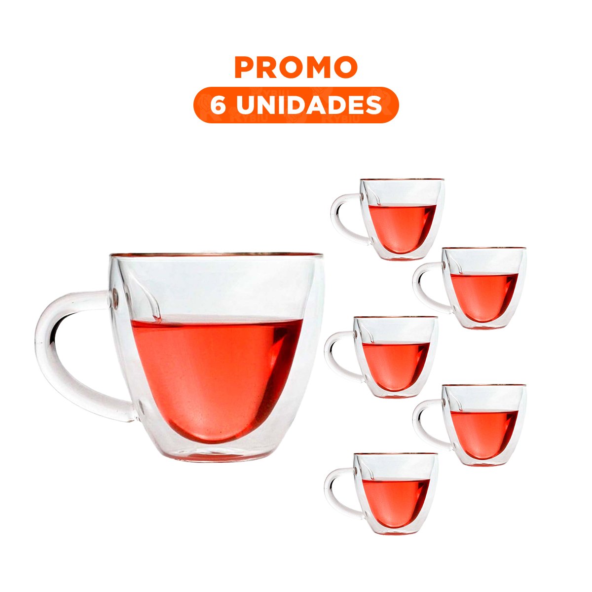 PACK6 VASO CON FORMA DE CORAZON PARA DE 250ML VIDRIO TRANSPARENTE YREGALO STICKER - 1