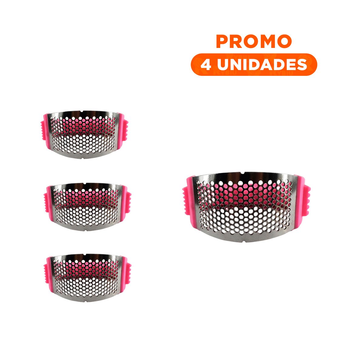 PACK4 PICADOR DE AJO CON MANGO DE PLASTICO ROSADO Y PLATEADO PARA COMIDAS CASERAS - 1