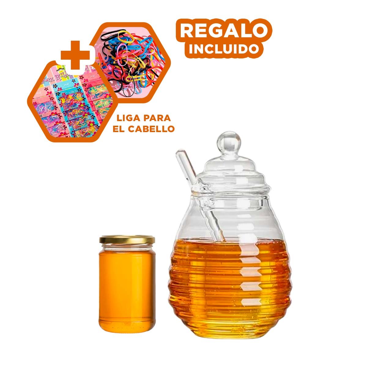 FRASCO CON PALO DE MIEL PARA COCINA EN VIDRIO 450ML USO DIARIO YLIGAS REGALO - 2