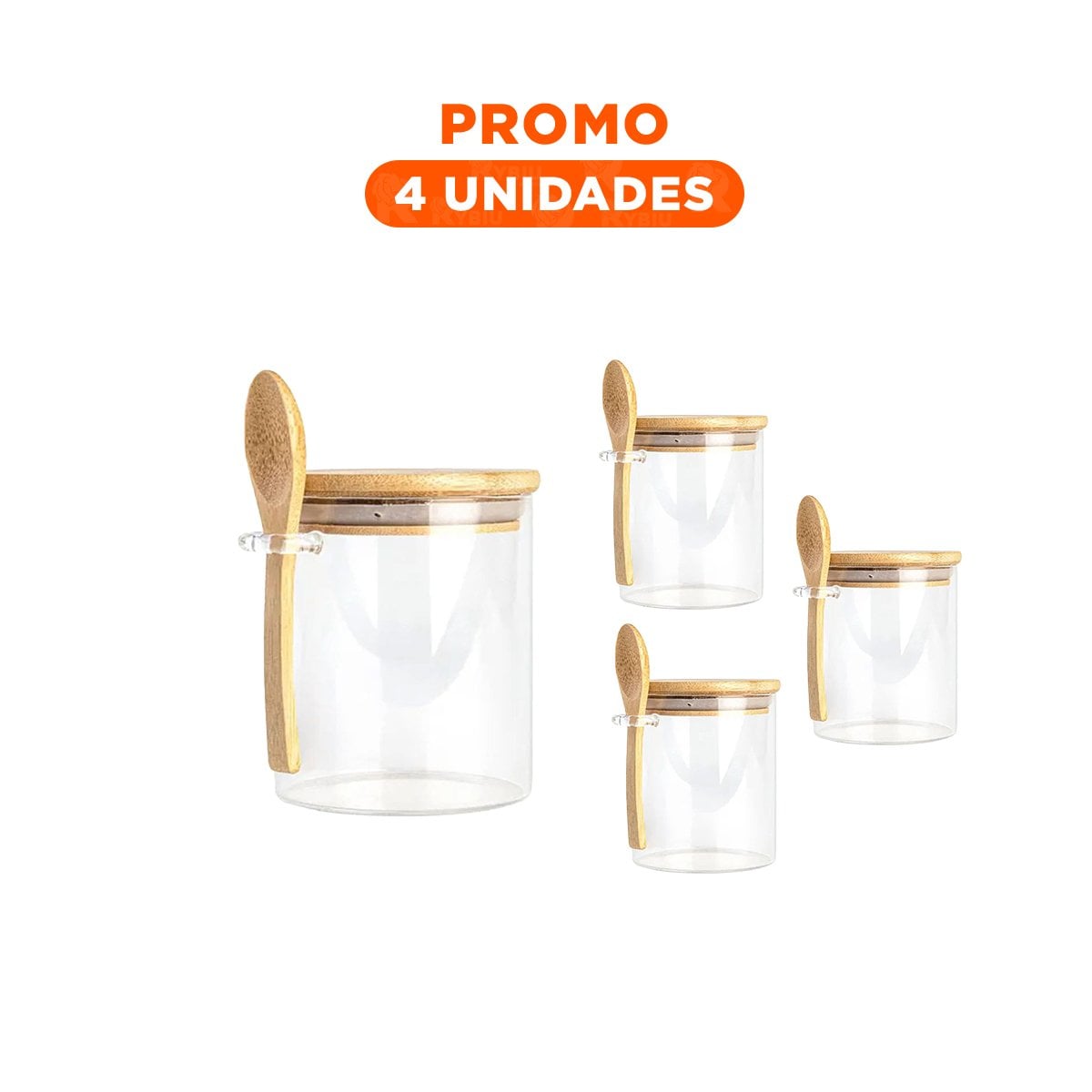 PACK4 ENVASE DE MEDIDAS 10X11CM TRANSPARENTE EN VIDRIO CON TAPA FUNCIONAL - 1