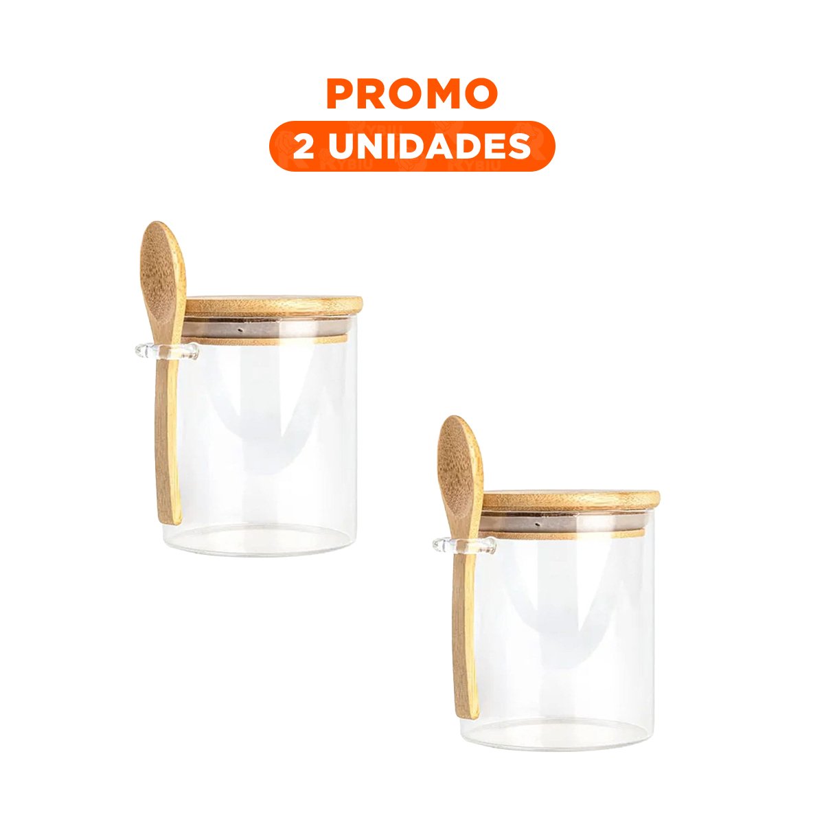 PACK2 ENVASE CON CUCHARA DOSIFICADORA Y TAPA DE MEDIDAS 10X11CM TRANSPARENTE YREGALO STICKER - 1