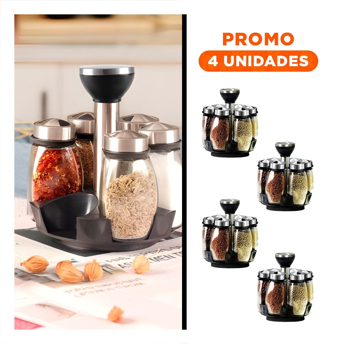 PACK4 KIT DE COLOR PLATEADO GIRATORIO CON 6 FRASCOS INTEGRADOS - 1