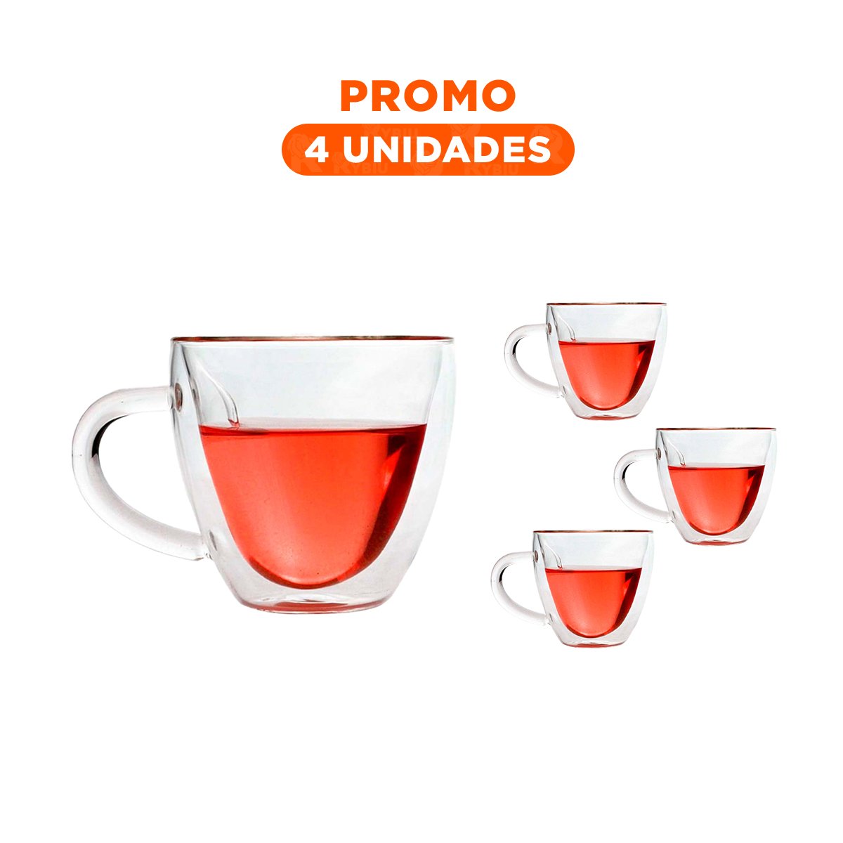 PACK4 COPA VIDRIO TRANSPARENTE DE 250ML BASE CIRCULAR CON FORMA DE CORAZON - 1