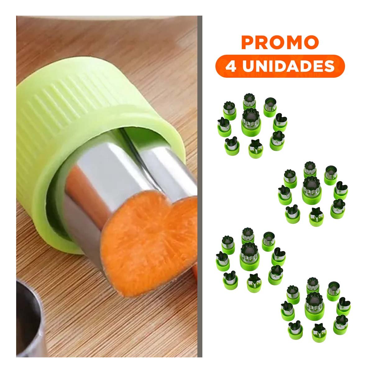 PACK4 TROCEADORES DE FRUTAS Y VERDURAS 9PZS VERDE PARA PREPARAR COMIDAS FACIL - 1