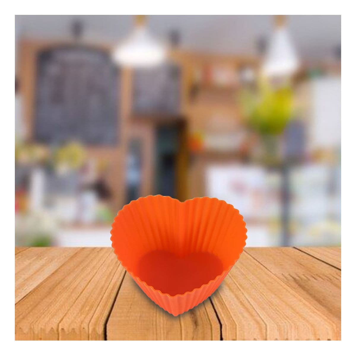 PACK6 SOPORTE DE CAUCHO CORAZON NARANJA 7X3,2CM PARA POSTRES Y DULCES YREGALO STICKER - 5