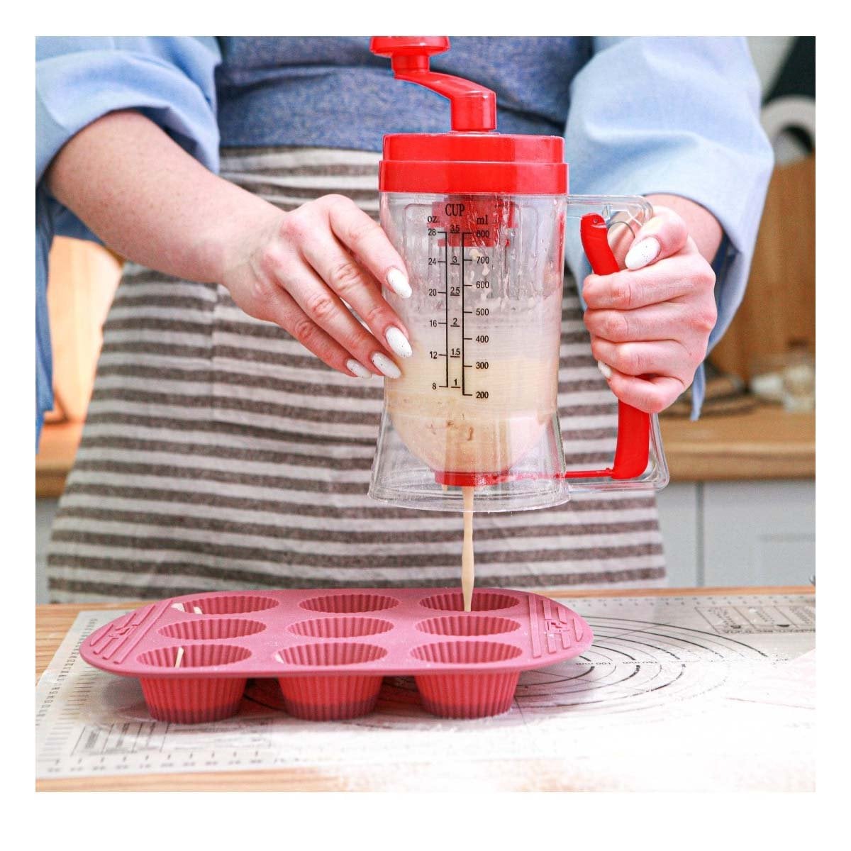 PACK2 DISTRIBUIDOR DE MASA MANUAL ROJO PARA COCINA Y REPOSTERIA EN CASA - 5