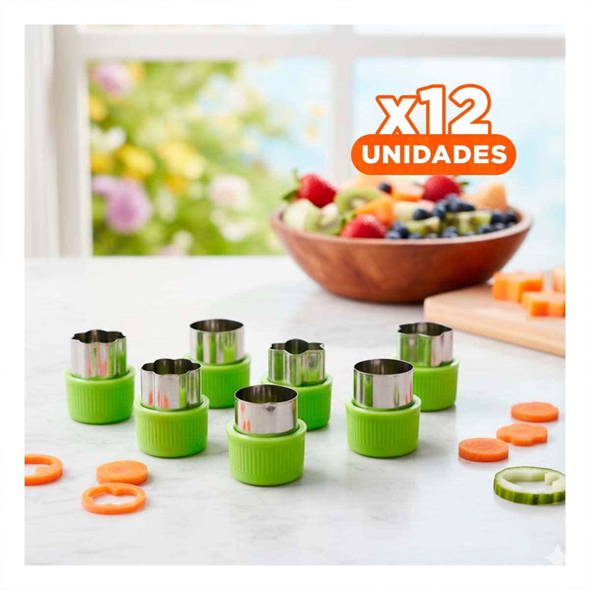 PACK12 PICADORES MULTIFUNCION 9PZS VERDE PARA FRUTAS Y VERDURAS HOGAR COCINA YPAPEL REGALO - 1