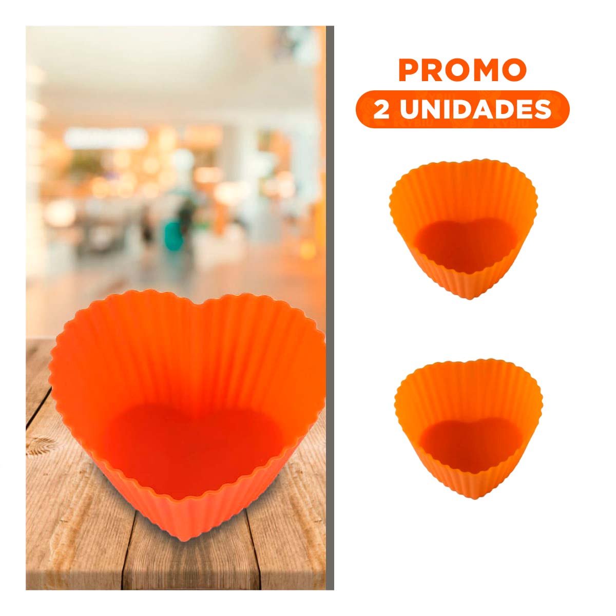 PACK2 BASE FLEXIBLE CORAZON NARANJA 7X3,2CM PARA POSTRES CASEROS Y DULCES YREGALO STICKER - 1