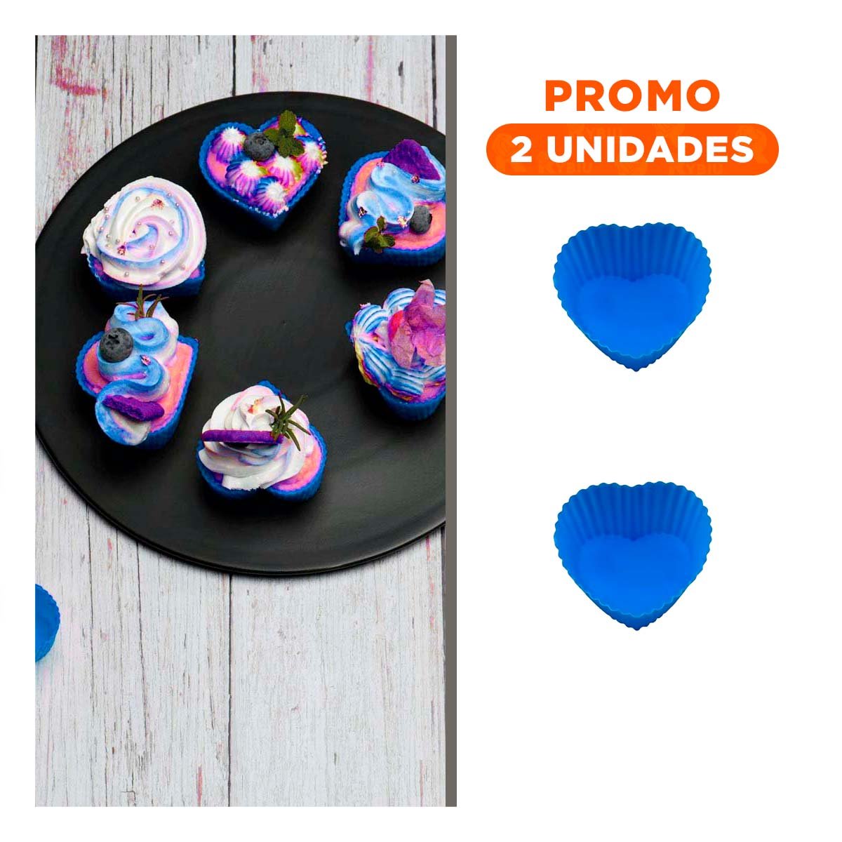 PACK2 RECIPIENTE PARA CUPCAKES CORAZON 7X32CM AZUL COCINA Y DECORACION YREGALO STICKER - 1