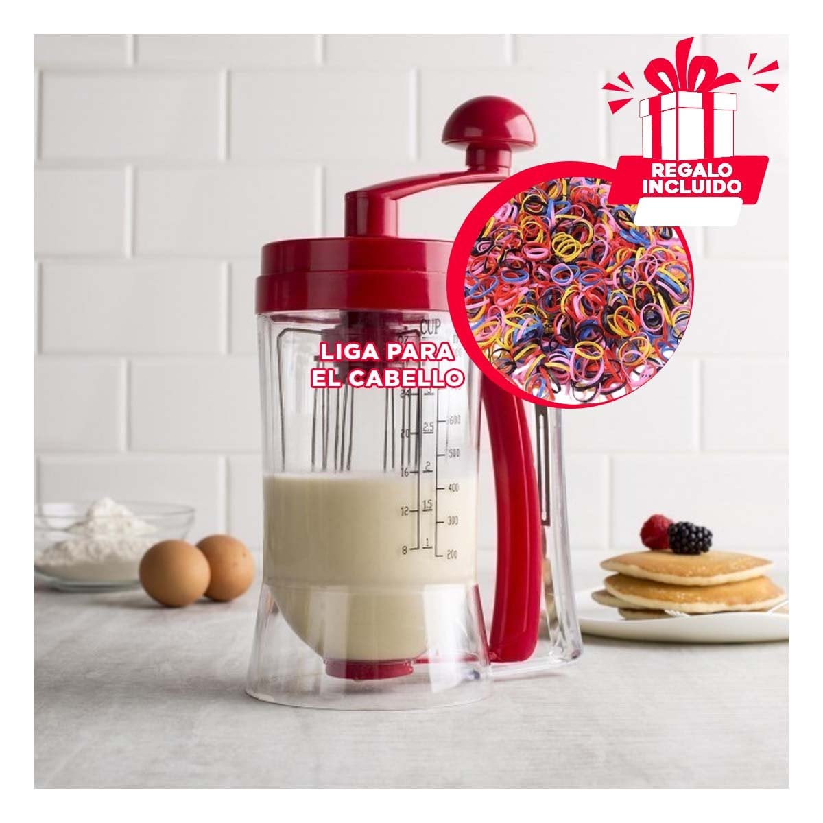 DISPENSADOR FACIL DE MASA ROJO PARA PREPARAR PANES Y PASTELES YLIGAS REGALO - 2