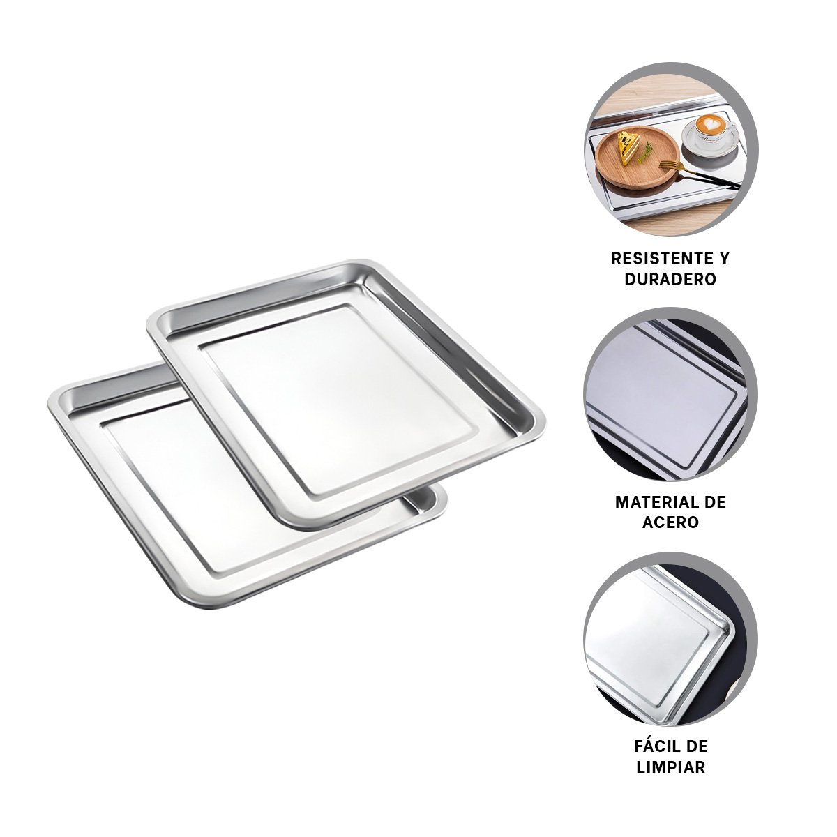 BANDEJA GRANDE DE ACERO INOXIDABLE RECTANGULAR PARA SERVIR EN CASA Y FIESTAS YPAPEL REGALO - 5