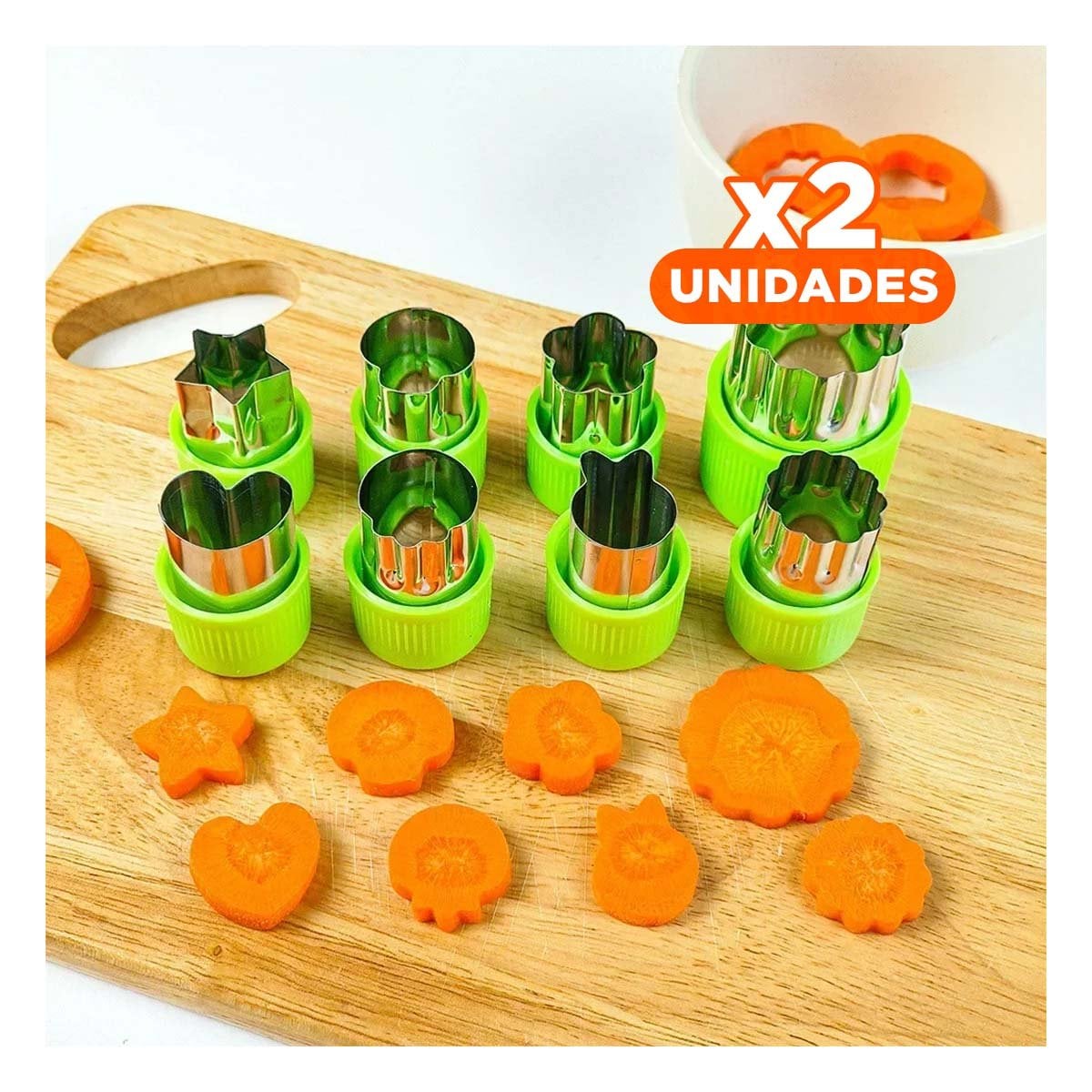 PACK2 PICADORES DE FRUTAS Y VERDURAS 9PZS VERDE PARA PREPARAR RECETAS RAPIDAS - 1