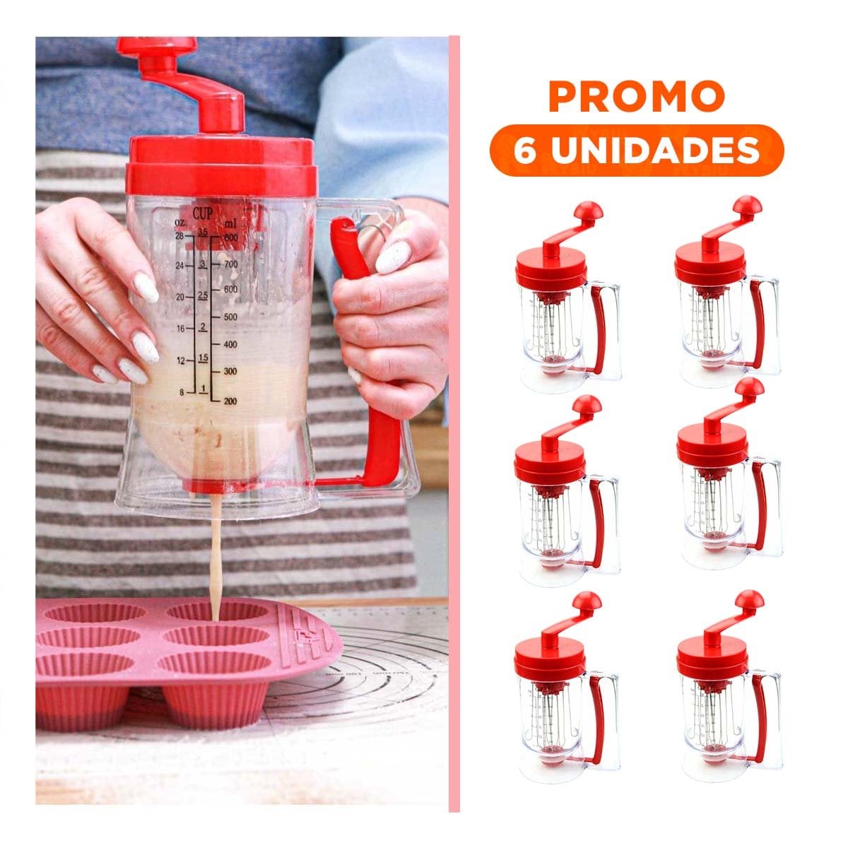 PACK6 APLICADOR FACIL DE MASA ROJO PARA REPOSTERIA Y COCINA EN CASA YREGALO STICKER - 1