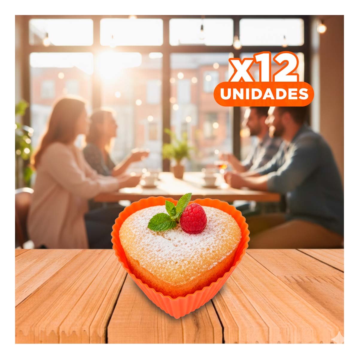 PACK12 BASE ANTIDESLIZANTE CORAZON NARANJA 7X3,2CM PARA GELATINAS Y BOMBONES YREGALO STICKER - 1