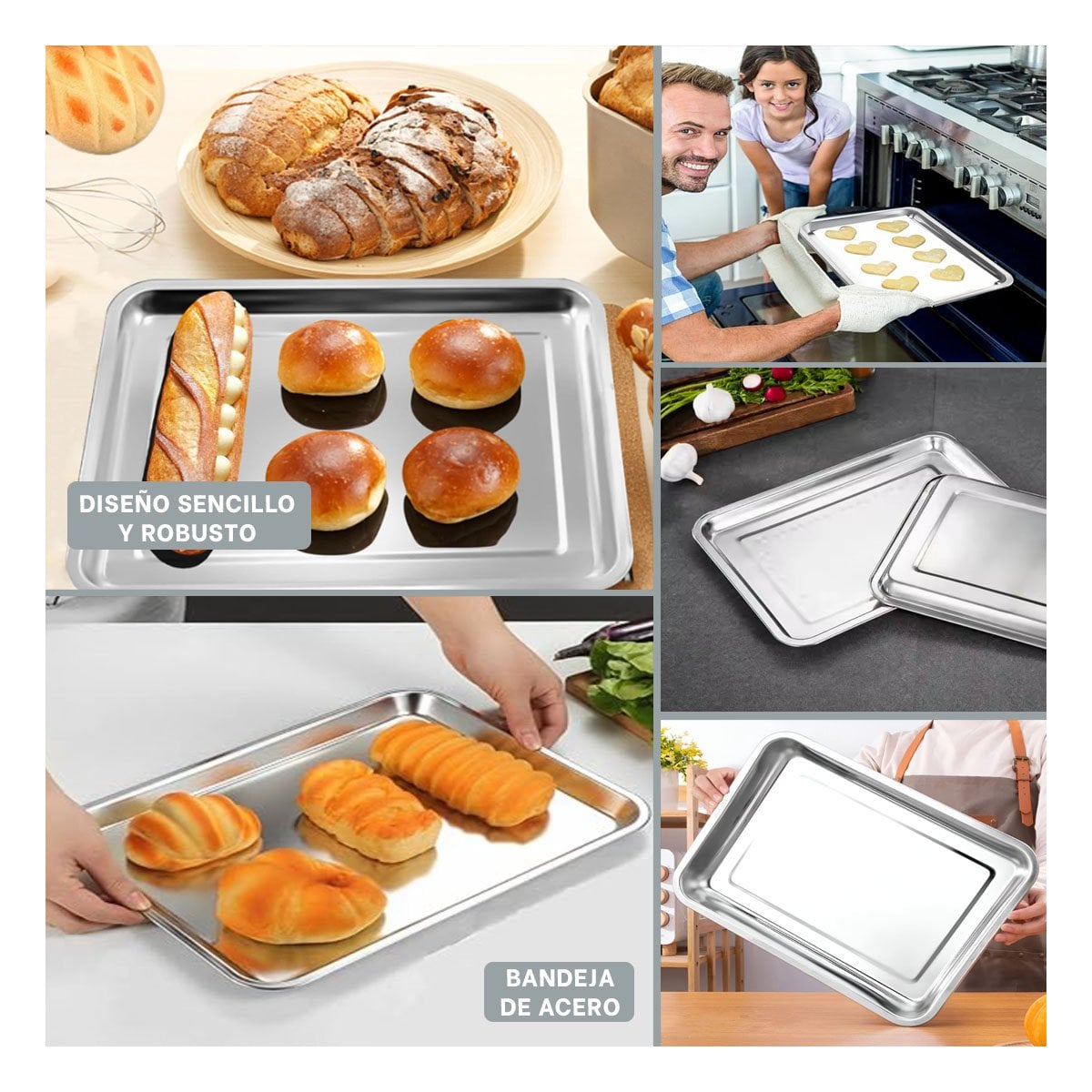 REJILLA RECTANGULAR DE ACERO PLATEADA PARA ORGANIZAR Y SERVIR EN CASA YLIGAS REGALO - 1