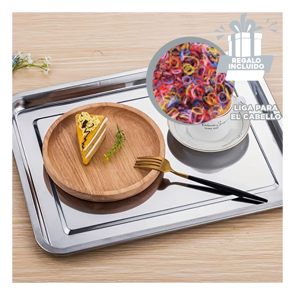 REJILLA RECTANGULAR DE ACERO PLATEADA PARA ORGANIZAR Y SERVIR EN CASA YLIGAS REGALO - 2